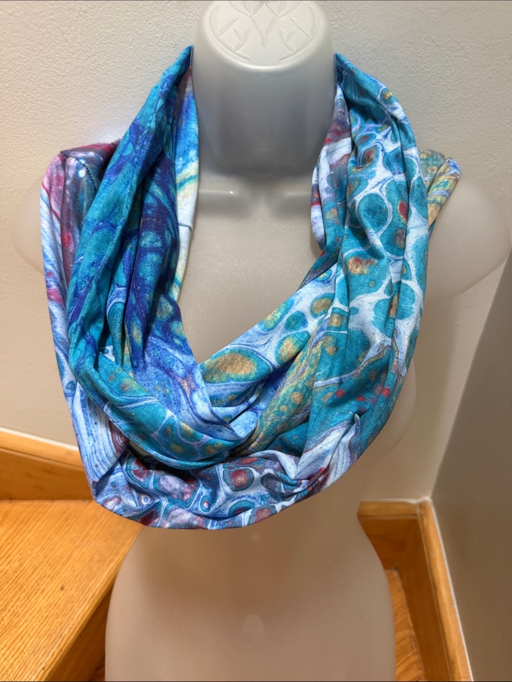 Beach Blossom Studio Marbleized / Fluid Art Infinity Scarf